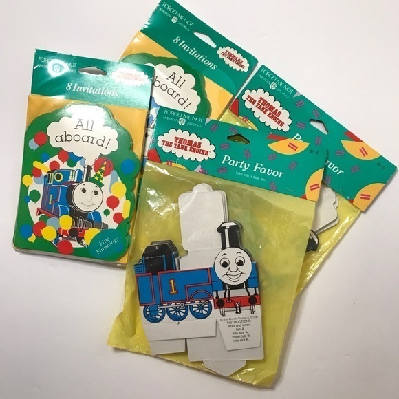 Forget Me Not Other - VTG NEW Thomas the Tank Engine Treat Boxes (2) 1990 -Party‎ Invitations (2) 1991